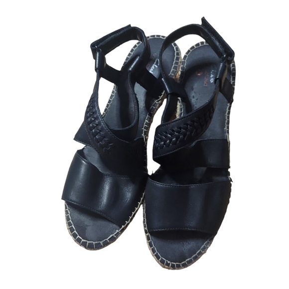 10 Clark's black wedges - Picture 1 of 9